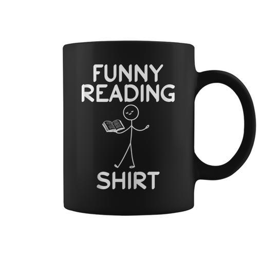 Book Lover Reading Shirt Book Reading Stick Figure Graphic Print Coffee Mug - Bookorys