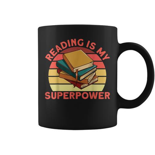 Book Lovers Reading Is My Superpower Avid Readers Bookworms Graphic Print Coffee Mug - Bookorys