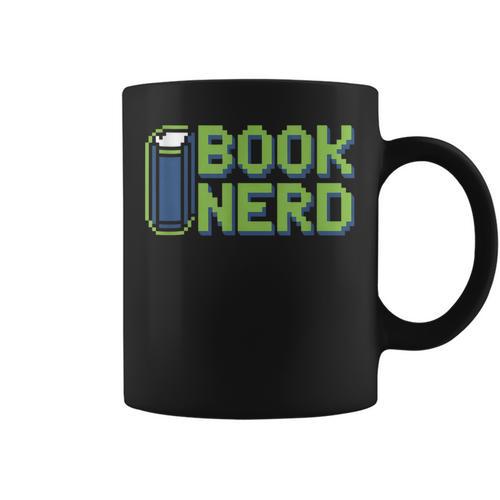 Book Nerd Pixel Retro Reading Bibliophile Gamer Graphic Print Coffee Mug - Bookorys