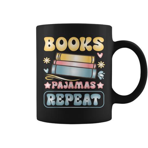 Book And Pajama Books Pajamas Repeat Librarian Graphic Print Coffee Mug - Bookorys UK