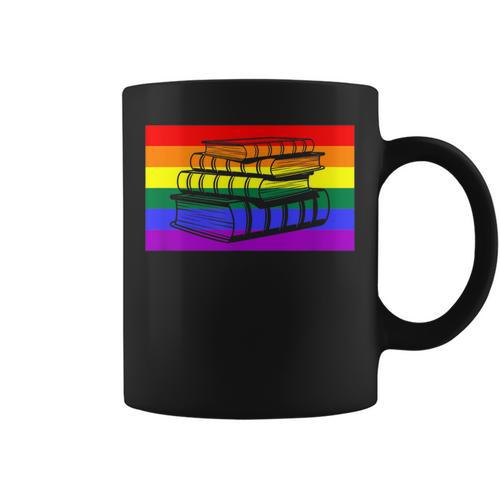 Book Read Literary Gay Pride Flag Rainbow LGBTQ Queer Graphic Print Coffee Mug - Bookorys