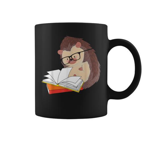 Book Reading Bookworm Forest Animal Wildlife Cute Hedgehog Graphic Print Coffee Mug - Bookorys