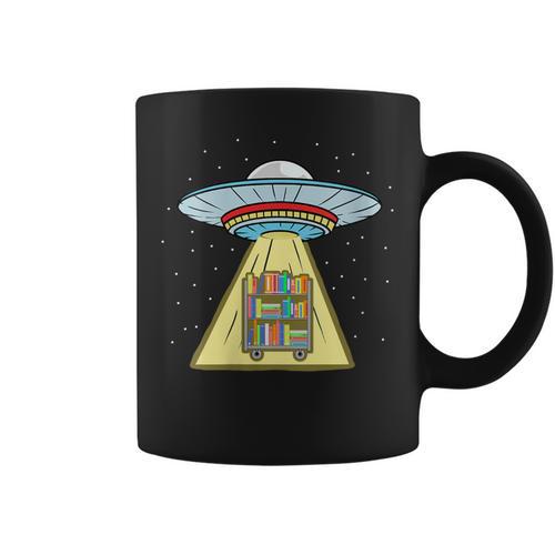 Book Shelf Ufo Abduction Graphic Print Coffee Mug - Bookorys UK