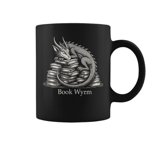 Book Wyrm Fantasy Creature Reading Mythical Art Graphic Print Coffee Mug - Bookorys