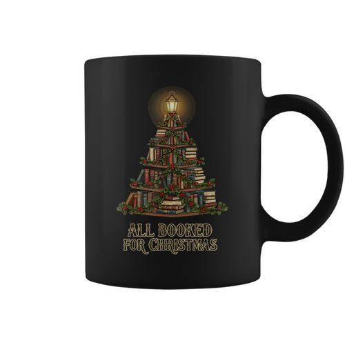 All Booked For Christmas Book Tree Book Lover Teacher Graphic Print Coffee Mug - Bookorys AU