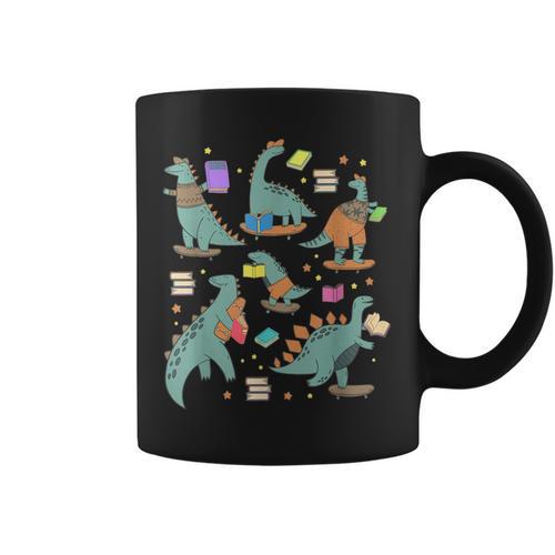 Bookish Dinosaur Animal Lover Book School Librarian Graphic Print Coffee Mug - Bookorys DE