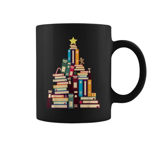 Booklovers Christmas Book Tree Graphic Print Coffee Mug - Bookorys