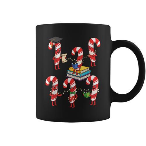 Bookmas Christmas Books Shirt Candy Cane Bookworm Graphic Print Coffee Mug - Bookorys DE
