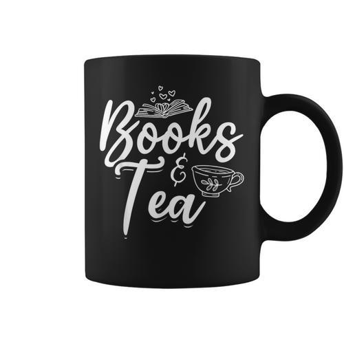 Books & Tea Book Reading Bookworm Read Books Librarian Graphic Print Coffee Mug - Bookorys