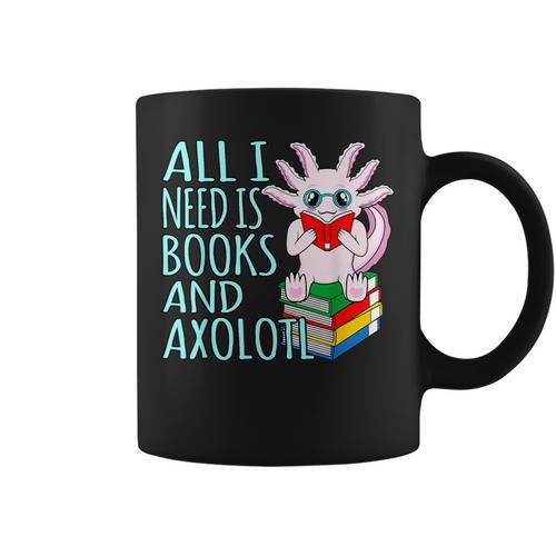 Books And Axolotl Kawaii Animal Axolotls Lover Owner Graphic Graphic Print Coffee Mug - Bookorys