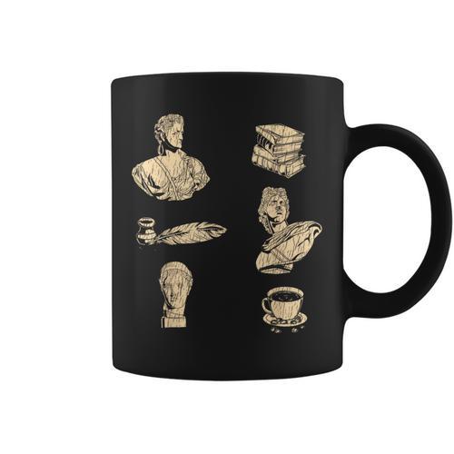 Books Coffee And Statues Dark Academia Graphic Print Coffee Mug - Bookorys DE
