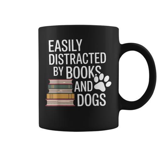 Books And Dogs Easily Distracted For Dog Mom Dog Dad Reader Graphic Print Coffee Mug - Bookorys UK