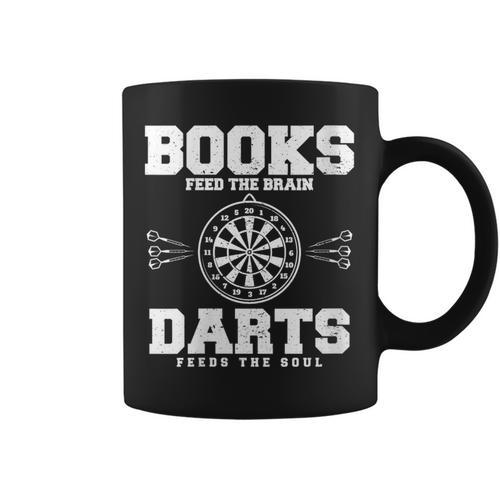 Books Feed The Brain Darts Feeds The Soul Graphic Print Coffee Mug - Bookorys CA