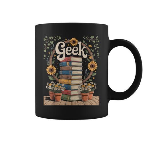 Books Geek Sunflower Floral Cute Vintage Books Reader Lover Graphic Print Coffee Mug - Bookorys