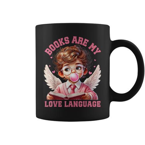 Books Are My Love Language Reading Lover I Valentines Cupid Graphic Print Coffee Mug - Bookorys DE