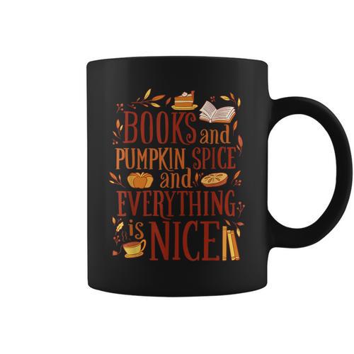 Books And Pumpkin Spice Cute Fall Aesthetic Graphic Print Coffee Mug - Bookorys
