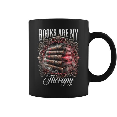 Books Are My Therapy Vintage Bookworm Reader Graphic Print Coffee Mug - Bookorys DE