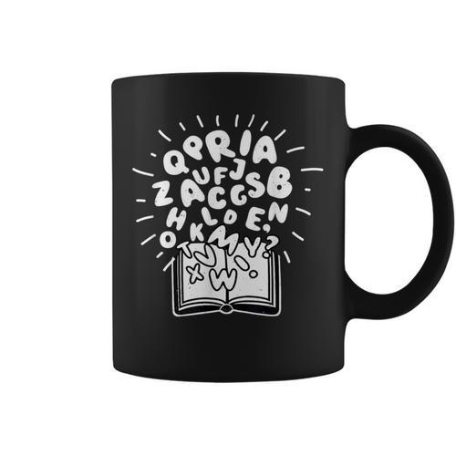 Books Reading Book Lover Alphabet Literature Reader Graphic Print Coffee Mug - Bookorys CA