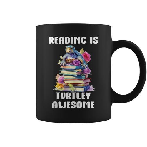 Books Reading Is Fun Turtely Awesome Sea Turtle Reading Book Graphic Print Coffee Mug - Bookorys DE