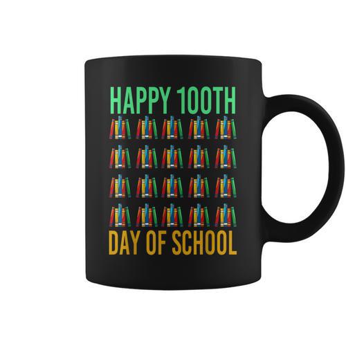 Books School Teacher Student Happy 100th Day Of School Graphic Print Coffee Mug - Bookorys UK