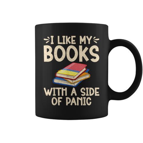 I Like My Books With a Side Of Panic Thriller Graphic Print Coffee Mug - Bookorys DE