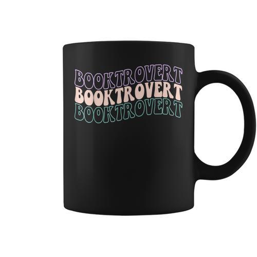 Booktrovert Groovy Read Books Avoid People & I Know Things Graphic Print Coffee Mug - Bookorys