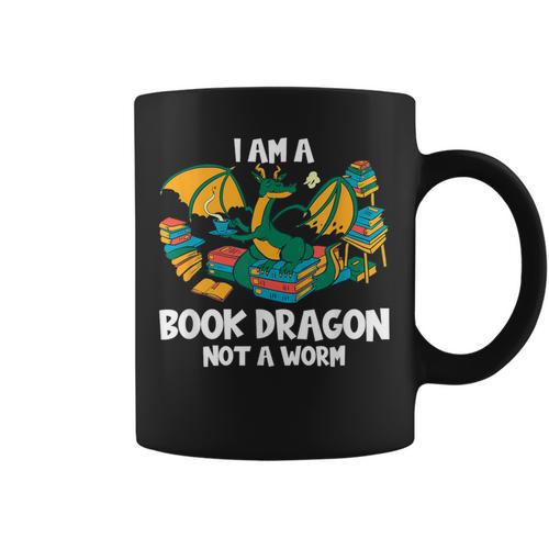 Bookworm Books Reading I Am A Book Dragon Graphic Print Coffee Mug - Bookorys UK