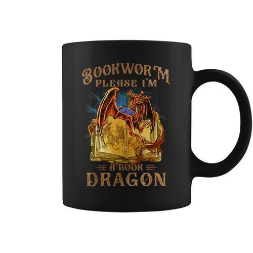 Bookworm Please I'm a Book Dragon Dragon Books Lovers Graphic Print Coffee Mug - Bookorys CA