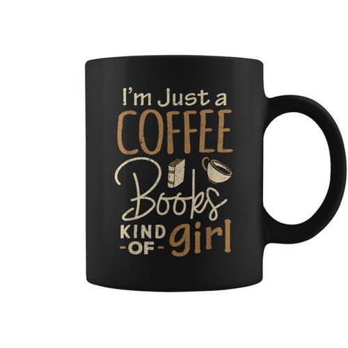 Bookworm Shirt I'm Just A Coffee Books Lover Women Girl Tee Graphic Print Coffee Mug - Bookorys