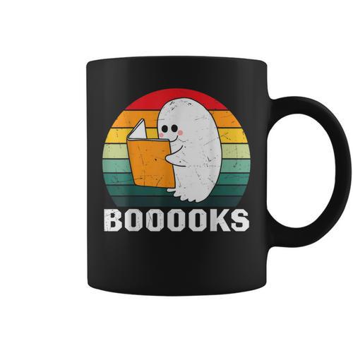 Booooks Funny Halloween Ghost Books For Bookworm Readers Graphic Print Coffee Mug - Bookorys UK
