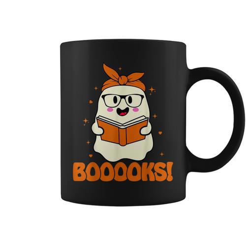 Booooks Ghost Boo Read Books Library Teacher Halloween Cute For Men Women Kids Graphic Print Coffee Mug - Bookorys