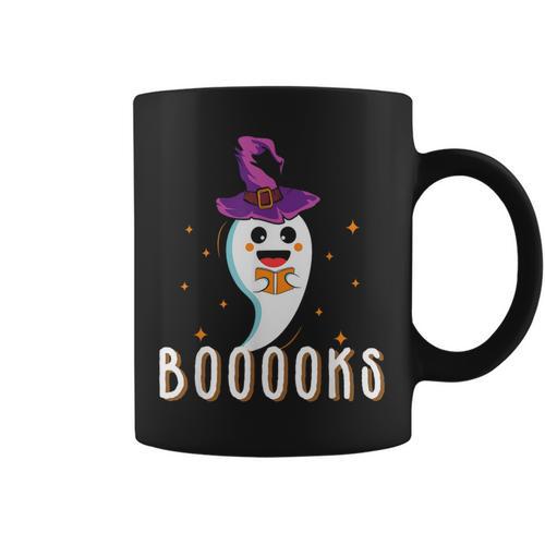 Booooks Halloween Shirts Cute Ghost Book Teacher Reading For Men Women Kids Graphic Print Coffee Mug - Bookorys