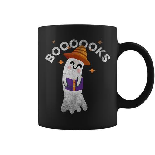 Boooooks Halloween Ghost Reading Book For Teacher & Student For Men Women Kids Graphic Print Coffee Mug - Bookorys CA