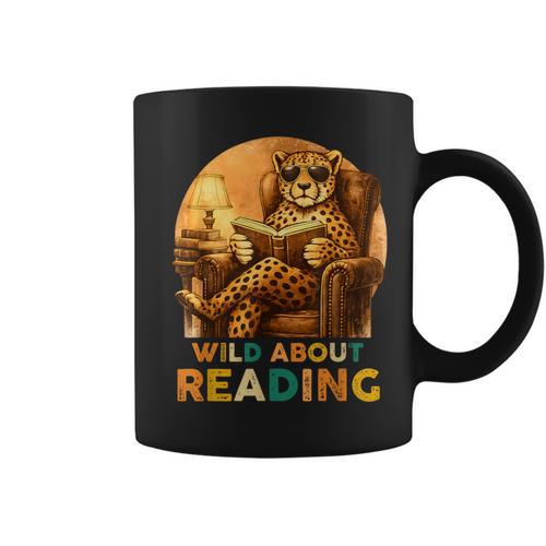 Boys Animal Wild About Reading Cheetah Book Graphic Print Coffee Mug - Bookorys CA