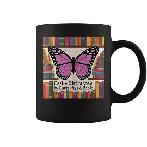 Butterfly Decor Book Butterfly Party Favors Purple Butterfly Graphic Print Coffee Mug - Bookorys