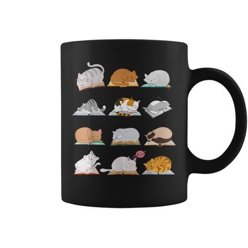 Cat Books For Bookworm And Reading Fan As Cat Owner Graphic Print Coffee Mug - Bookorys