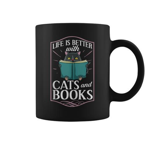 Cat Read Book Reader Reading Librarian Graphic Print Coffee Mug - Bookorys