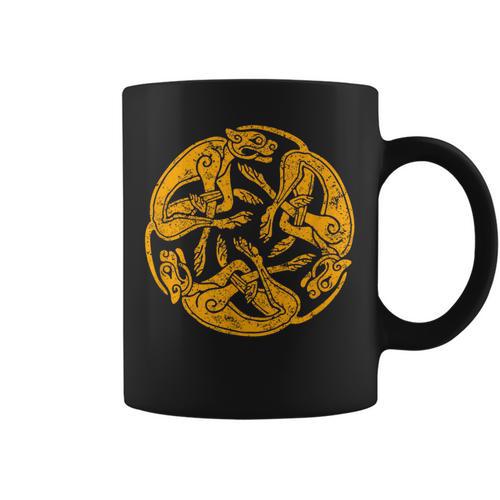 Celtic Book Of Kells Trinity Hounds Graphic Print Coffee Mug - Bookorys