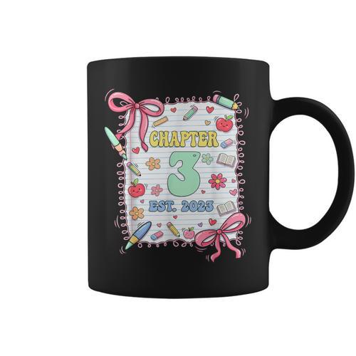 Chapter 3 Years Old 3rd Birthday Book Lover Coquette Bow Graphic Print Coffee Mug - Bookorys