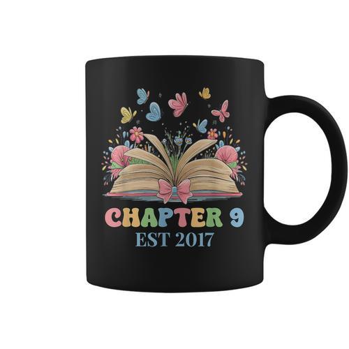 Chapter 9 Years Old 9th Birthday Butterfly Bow Book Lover Graphic Print Coffee Mug - Bookorys