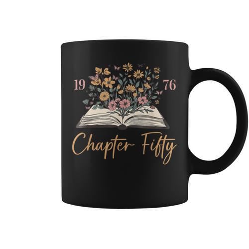 Chapter Fifty 1976 50th Birthday Wildflower Book 50 Year Old Graphic Print Coffee Mug - Bookorys AU