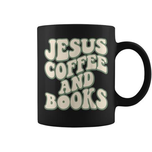 Christian Book Lover Coffee And Jesus Faith Reading Graphic Print Coffee Mug - Bookorys