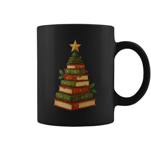 Christmas Book Tree Bookshelf Holiday For Readers Librarians Graphic Print Coffee Mug - Bookorys CA
