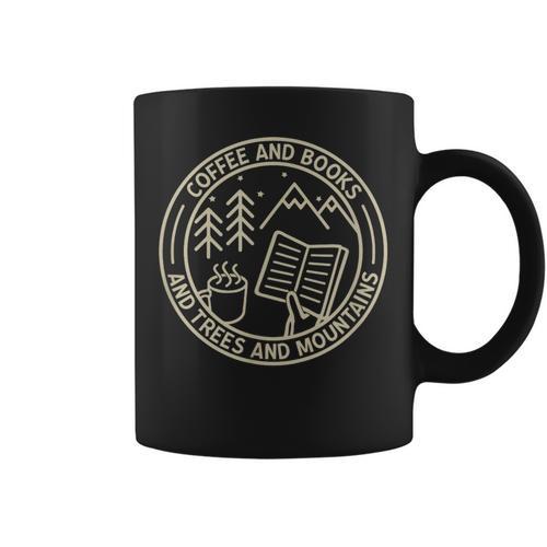 Coffee & Books & Trees & Mountains Graphic Print Coffee Mug - Bookorys