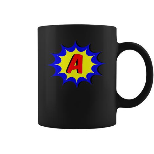 Comic Book Style Monogram Initial Letter A Superhero Graphic Print Coffee Mug - Bookorys DE