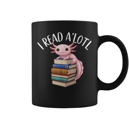 Cool Axolotl Reading Library Book Lover Reading Women Men Graphic Print Coffee Mug - Bookorys AU
