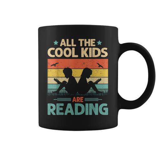 All The Cool Kids Are Reading Retro Book Lovers Reader Nerd Graphic Print Coffee Mug - Bookorys DE