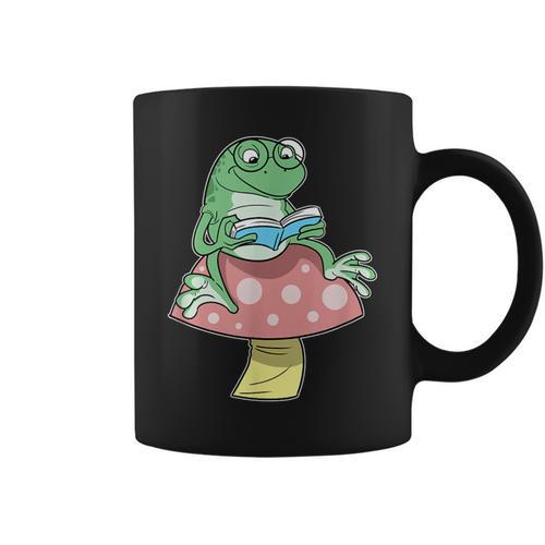 Cottagecore Aesthetic Book Frog Fairycore Graphic Print Coffee Mug - Bookorys UK