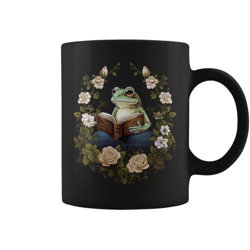 Cottagecore Aesthetic Frog With Book Reading Goblincore Graphic Print Coffee Mug - Bookorys UK