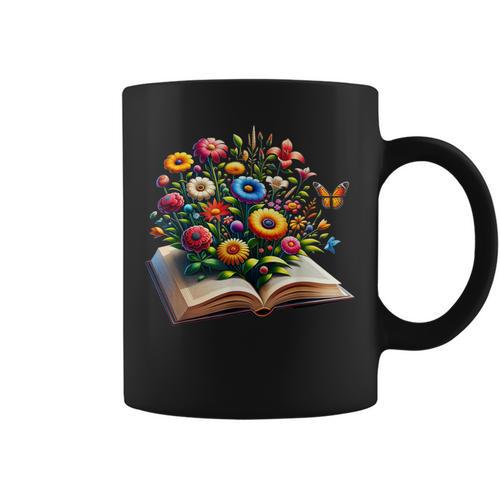 Cottagecore Book Flowers And Butterflies Art For Readers Graphic Print Coffee Mug - Bookorys UK
